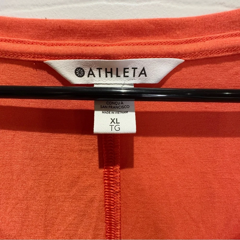 Athleta Women's XL Short Sleeve Tee Salmon Orange Pink Workout Yoga - Picture 4 of 5